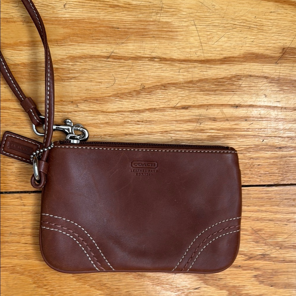 Coach Brown Leather Wristlet